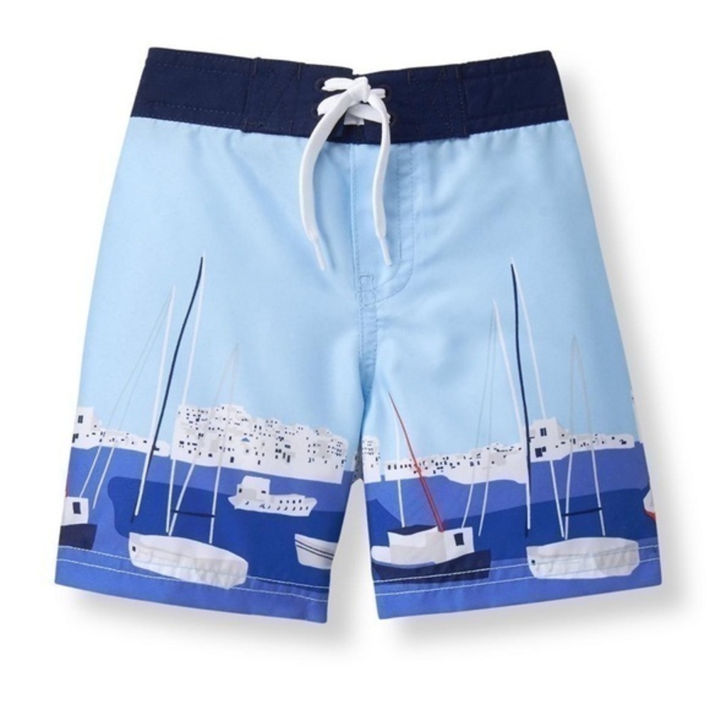 Janie and Jack Blue Sailboat Swim Trunks Shorts